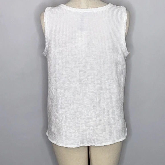 Green Envelope Sleeveless Button Front with Tie- L - Picture 3 of 6